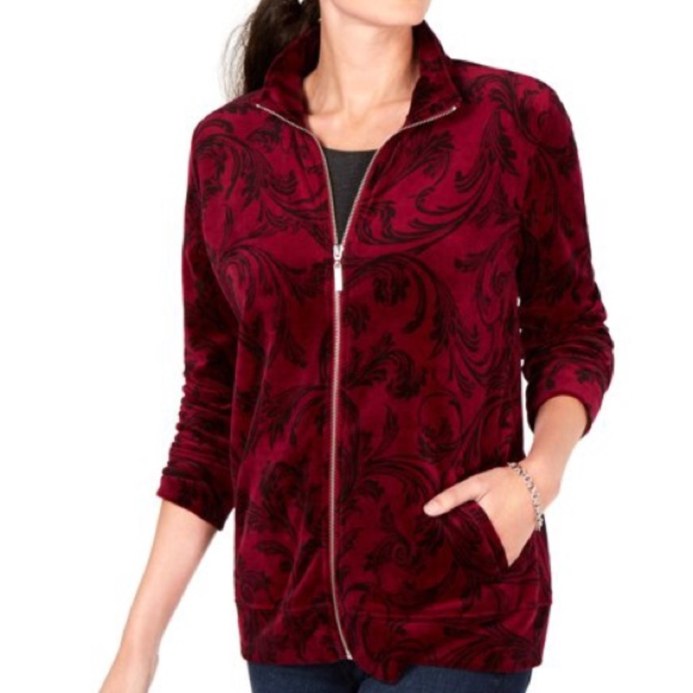 Velour velvet tracksuit jacket